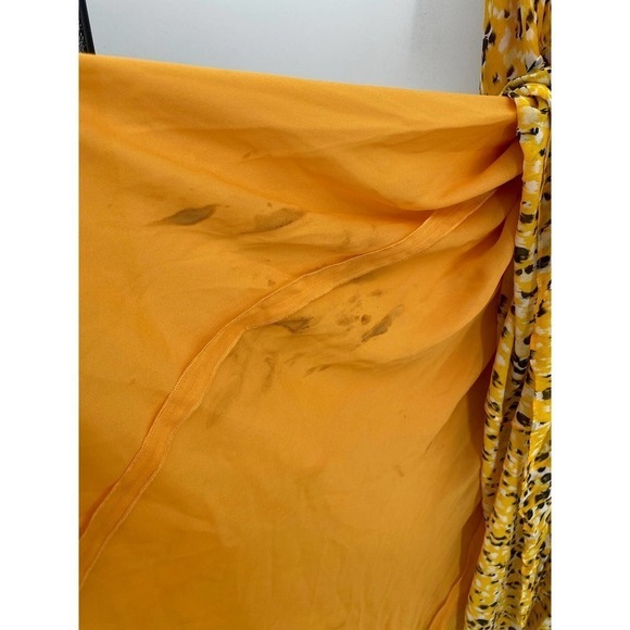 Derek Lam 10 Crosby Yellow Pleated Animal Print Sleeveless V-Neck Maxi Dress 4 - Picture 7 of 8